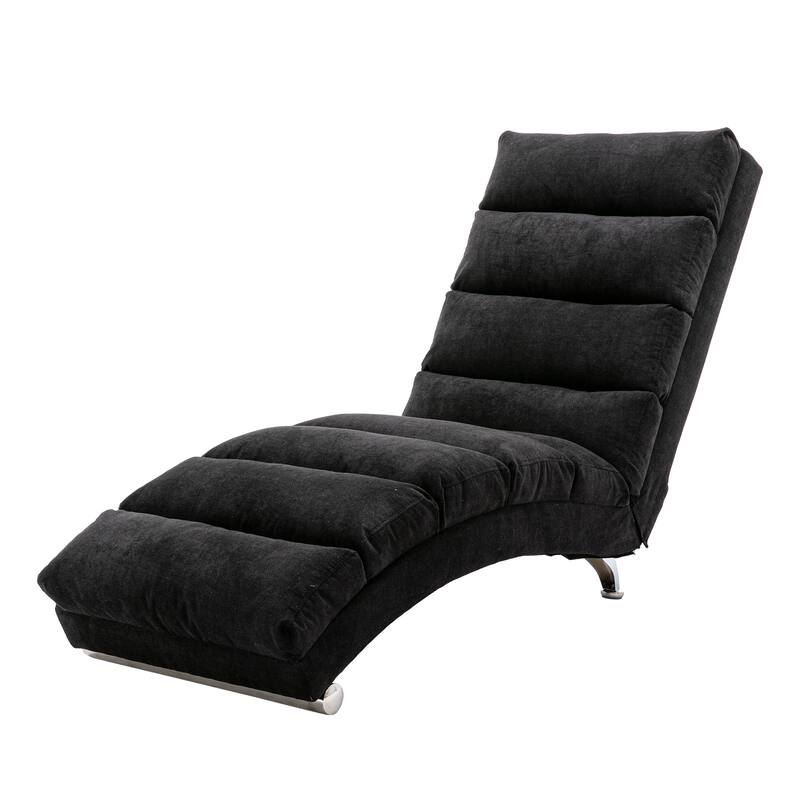 Luxury Upholstered Chaise Lounge Chair with Vibration for Relaxation, Fixed Back Fabric Leisure Recliner Sofa