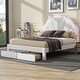 preview thumbnail 1 of 16, Chic Full Size LED Bed with Seashell Headboard and Dual Storage Drawers, White/Pink
