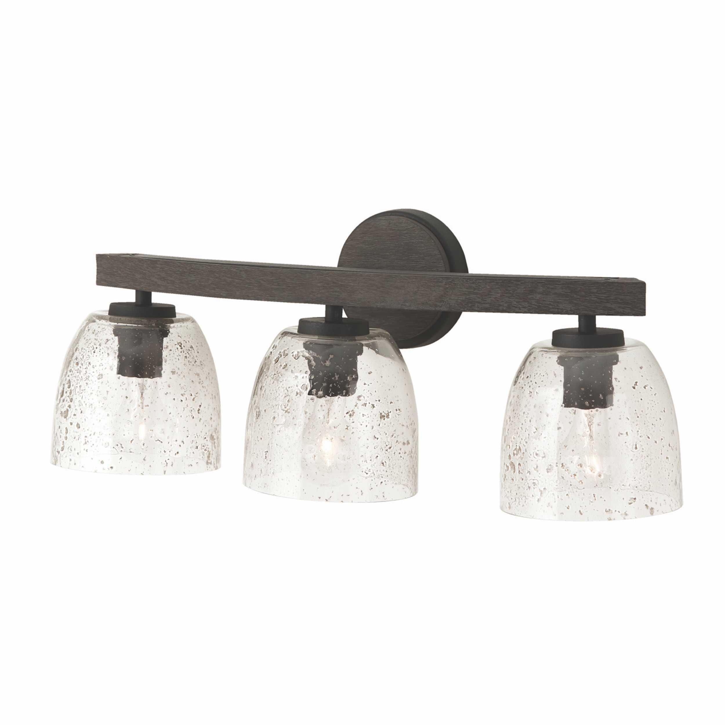 Clive 3-light Mango Wood Carbon Grey/ Black Iron Bath/ Vanity Fixture