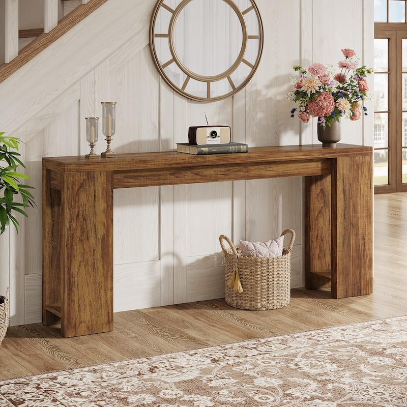 Farmhouse Wood 70.9 Inches Extra Long Console Table for Living Room, Hallway