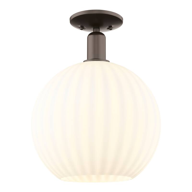 Innovations Lighting Endless Possibilities Arcadia - White Venetian - 1 Light 12" Semi-Flush Mount - Oil Rubbed Bronze