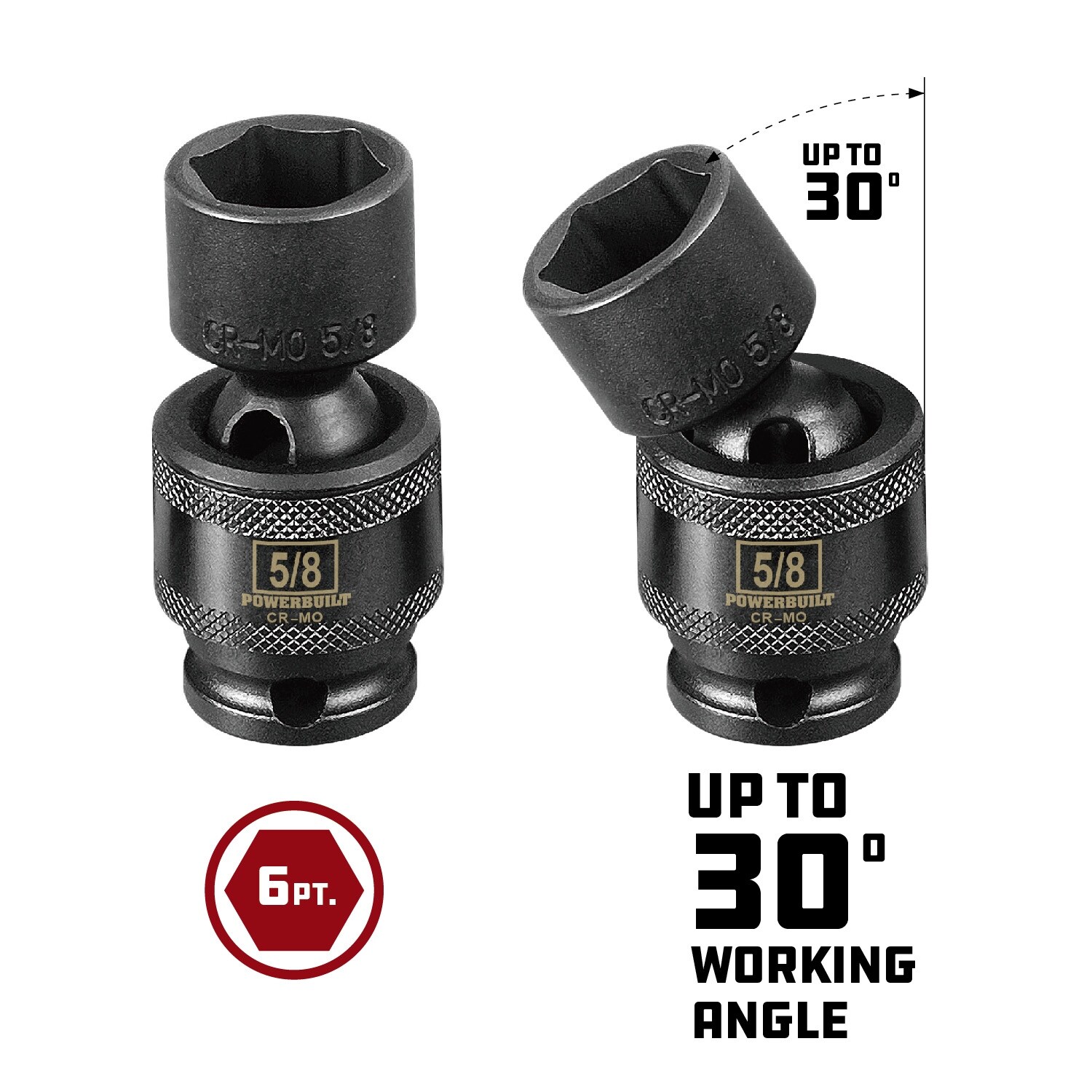 SAE Deep Impact Socket 5/8-647143 Powerbuillt Powerbuilt 3/8 Drive 6 Pt SAE Deep Impact Socket 5/8-647143 Powerbuillt Powerbuilt 3/8 Drive 6 Pt