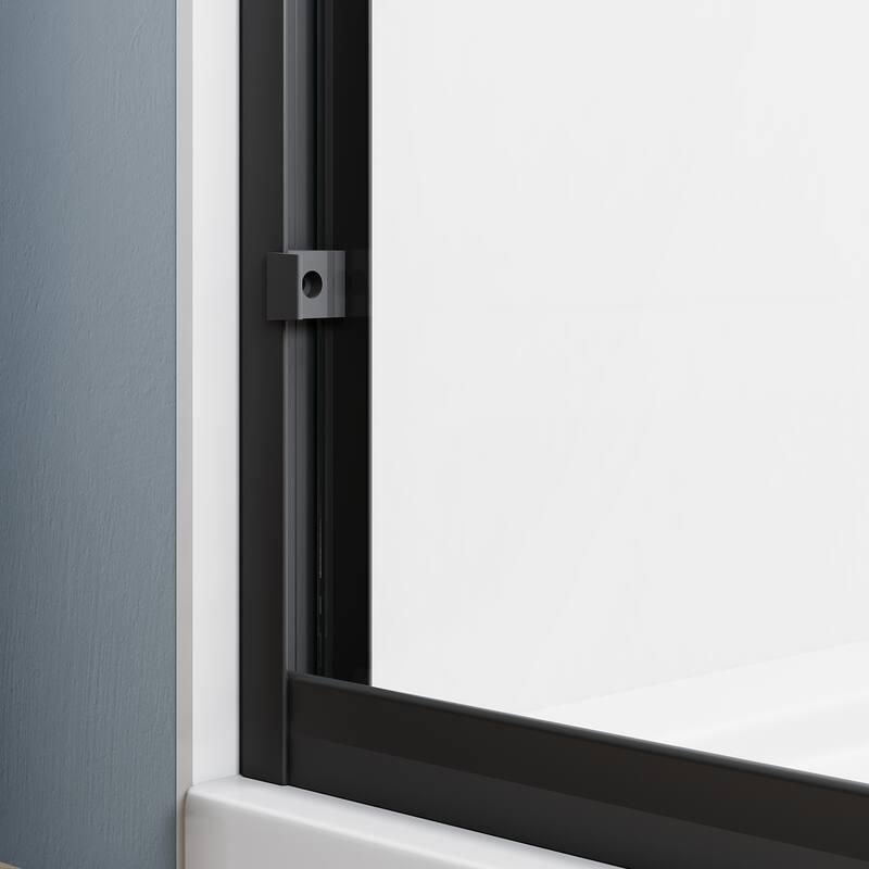 Elegant Double Sliding Shower Door 46.5 in.- 48 in. W x 72 in. H in Black Finish with 1/4 in. Clear Shower Glass Panel