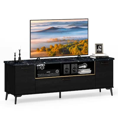 Gymax Mid Century Modern Entertainment Center 63-Inch TV Stand for TVs