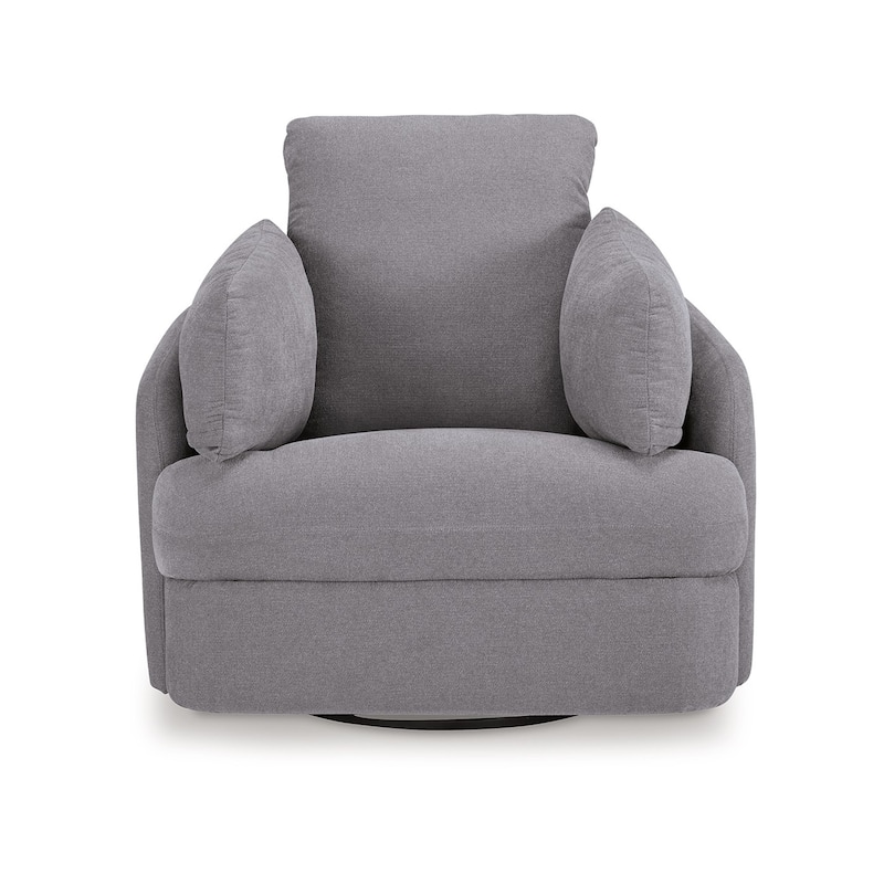 Emmett Swivel Manual Glider Recliner Chair, Gray Polyester, 2 Pillows