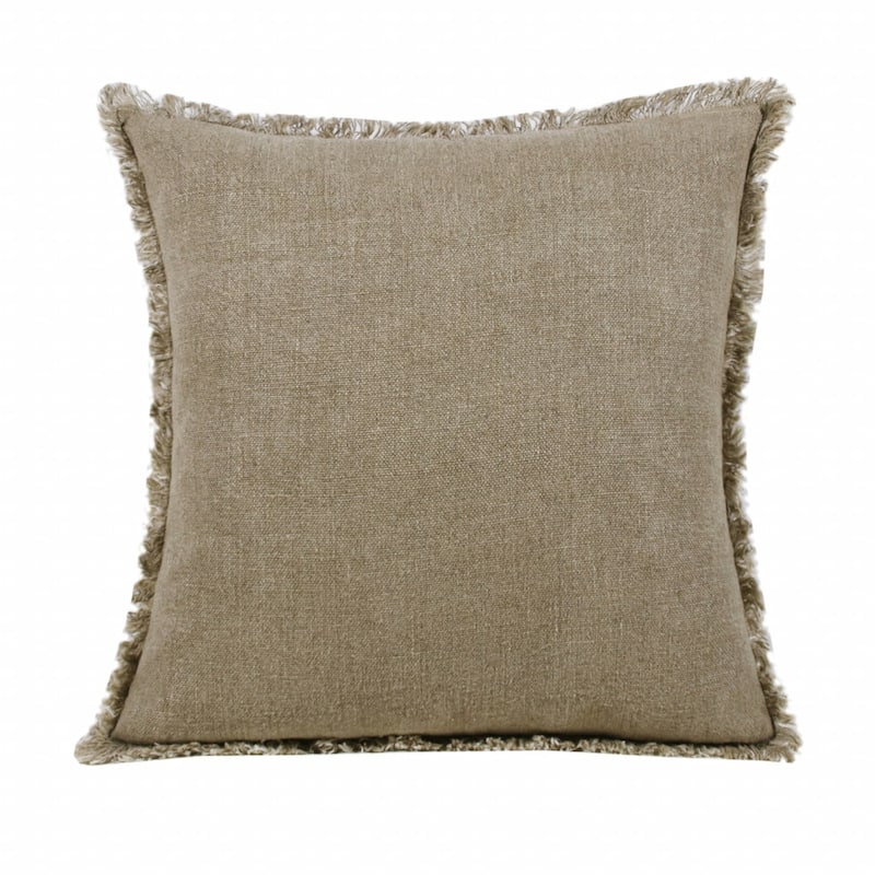 HomeRoots 20" X 20" Tan And Ivory Linen Zippered Pillow