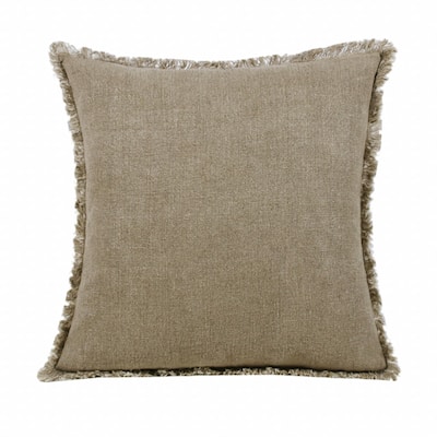 HomeRoots 20" X 20" Tan And Ivory Linen Zippered Pillow