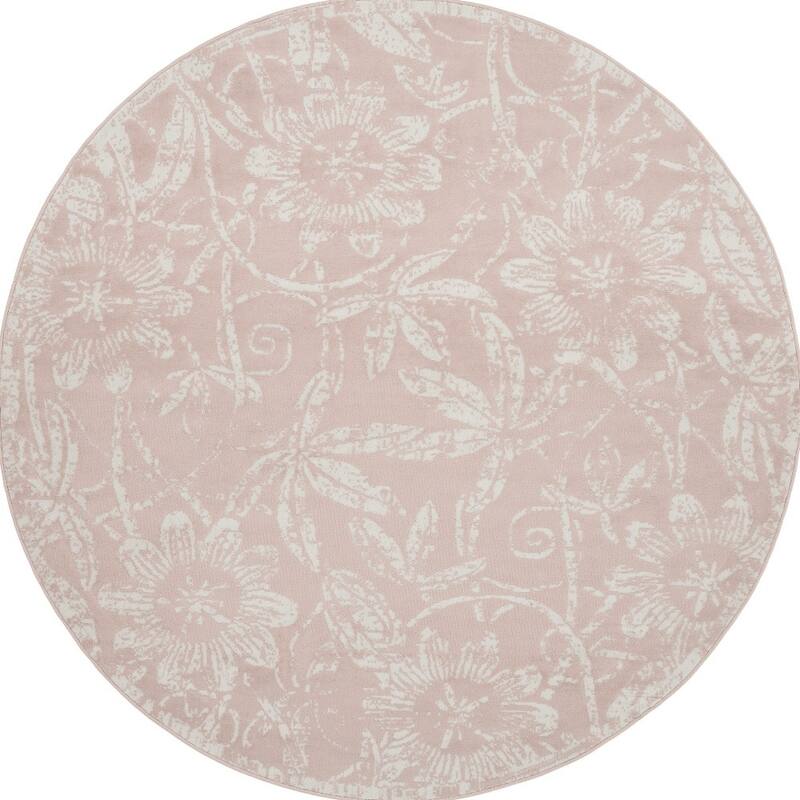 Gugod Power Loomed Distressed Geometric Floral Traditional Stain Resistant Area Rug By HomeRoots - 96' X '96' X '0.39