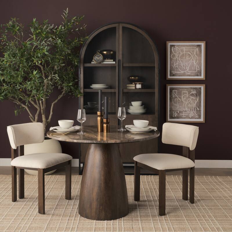 Allyson Round Genuine Marble Pedestal Dining Table