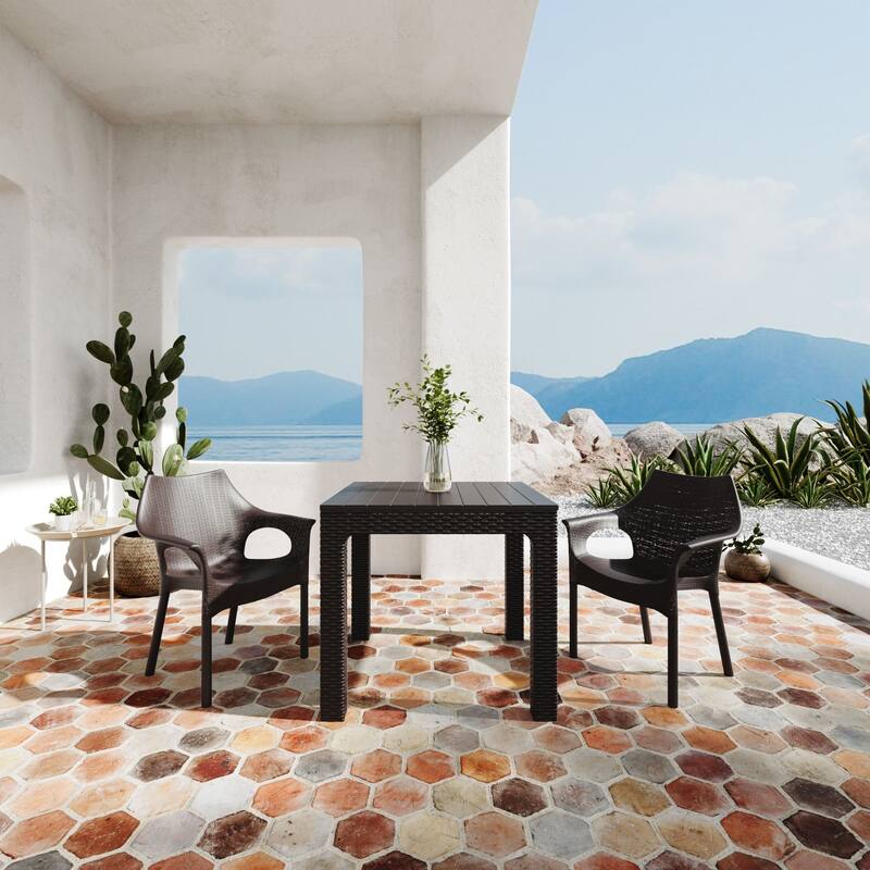 Cambridge Chairs and Solora Table 3-Piece Outdoor Dining Set - Brown