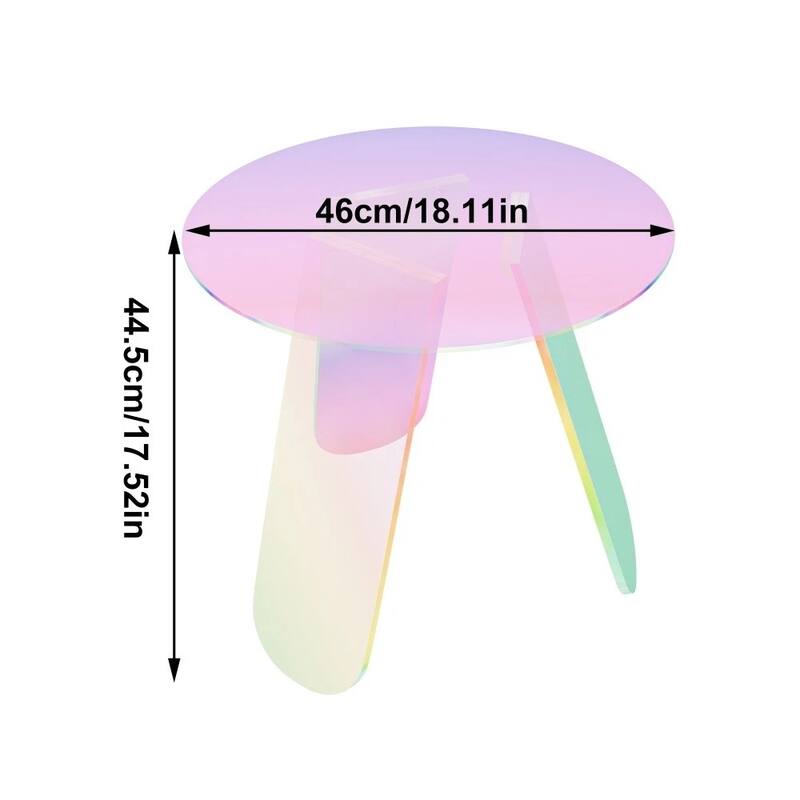 Rainbow Acrylic End Table 17.5" Glowing Side Table with PVC Cover - 18"x17.5"