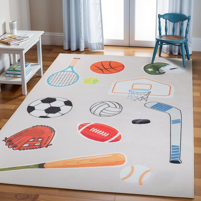 Superior All Star Washable Kids Playroom Nursery Non-Slip Area Rug - 8' x 10' - Multicolor