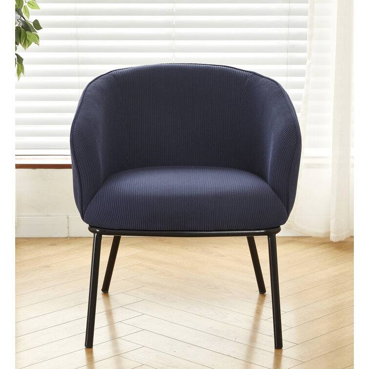 US Pride Furniture Corduroy Design Luxury Elegance Modern Channel Chair with Black Metal Legs Complement the Chic