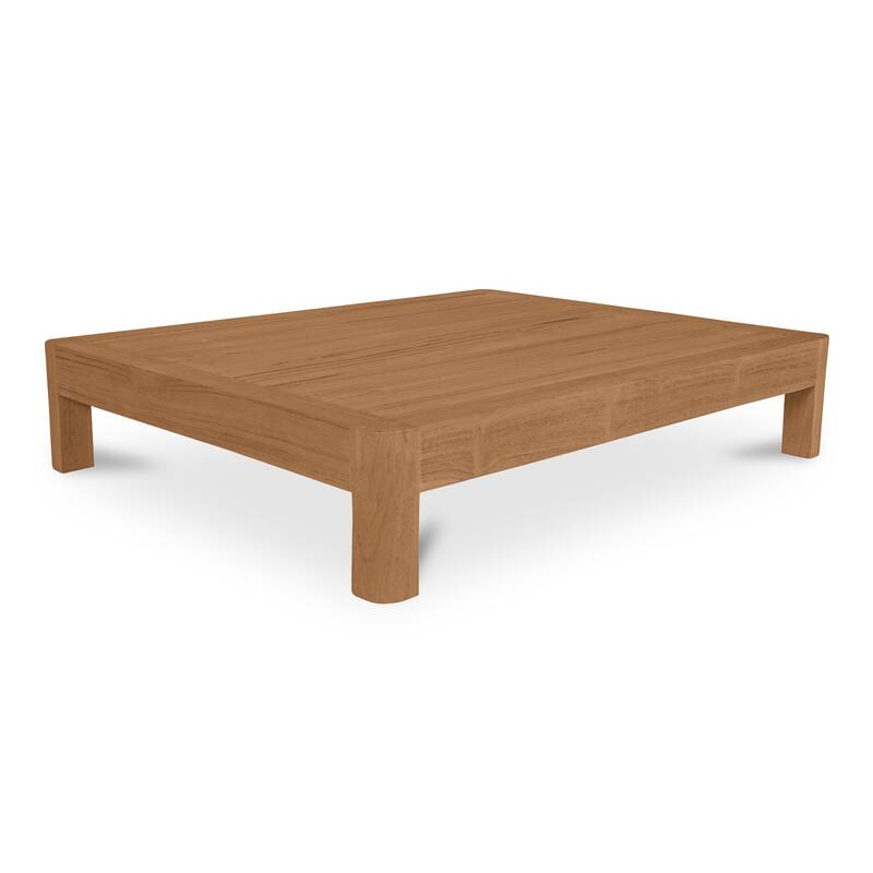 NADAAL STUDIOS Sorelle Outdoor Side Table, Solid Teak Wood, Low Profile Design, Natural Finish