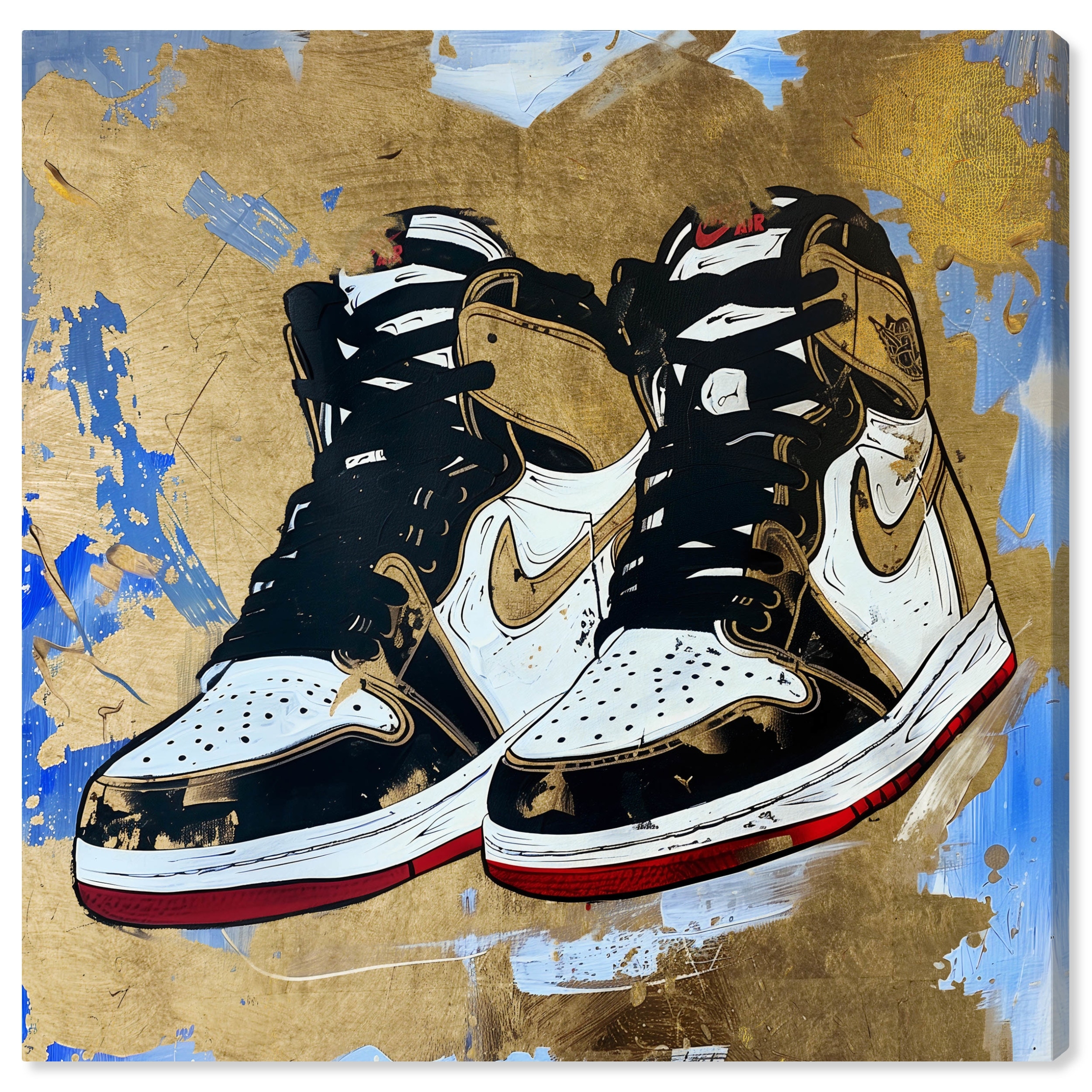 Golden Sky Sneakers Modern Sneaker Art Prints Canvas Wall Art by Notoriart, Gallery Wrapped