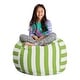 preview thumbnail 126 of 192, Kids' Stuffed Animal Storage Bean Bag Chair Cover or Toy Organizer 38 Inches Large - Canvas Stripes Green and White