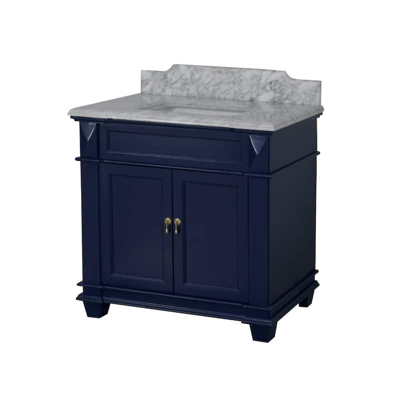 KitchenBathCollection Elizabeth 36" Bathroom Vanity with Carrara Marble Top