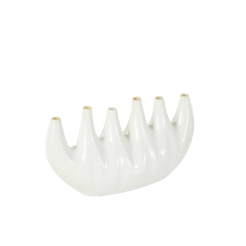 White Ceramic Decorative Vase with Multiple Openings