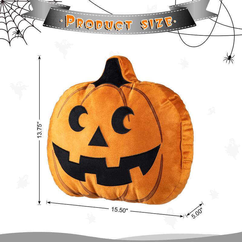 Glitzhome 15.5"L Fall/ Halloween Double Sided Pumpkin Throw Pillow