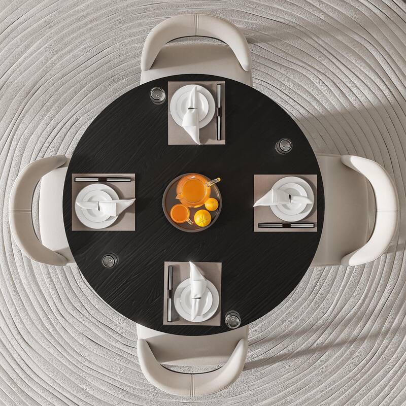 Farmhouse Kitchen Dining Room Table Furniture Round Kitchen Table with Rattan Woven Legs for Kitchen Bar Living Room