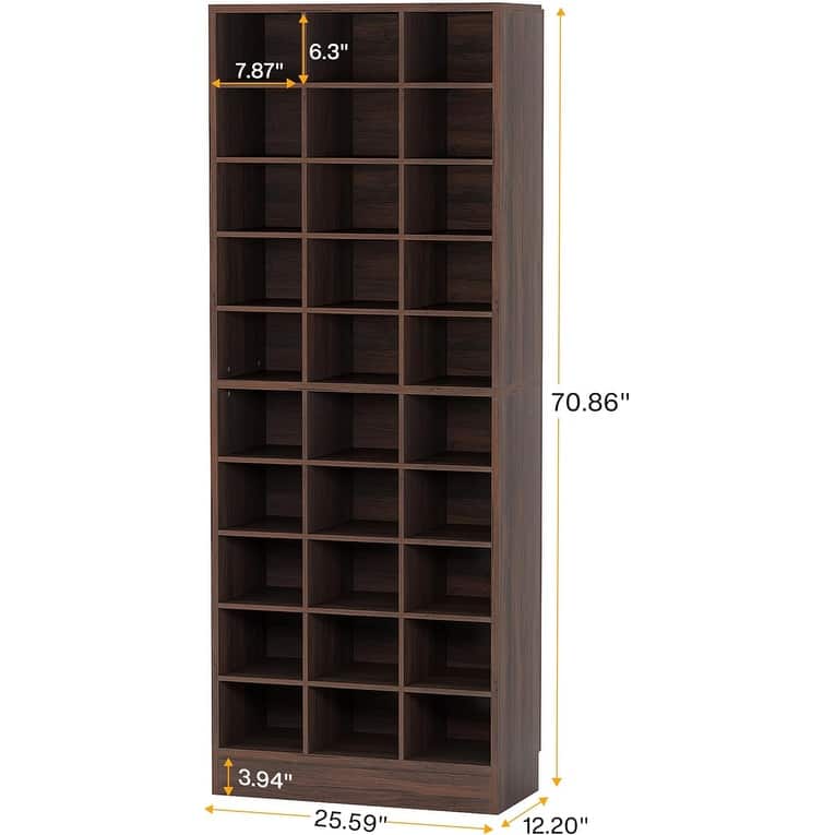 10-Tier Tall Shoe Storage Cabinet Wooden Shoe Rack with 30 Cubbies