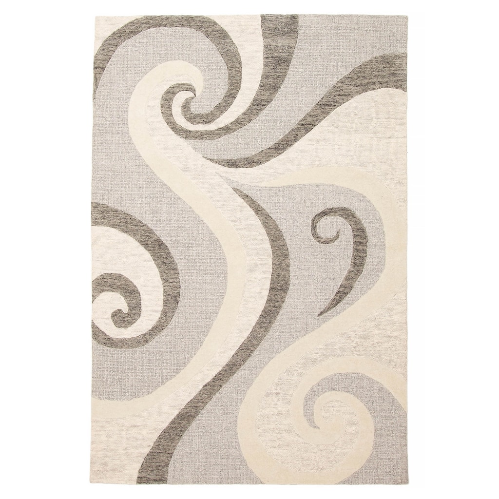 ECARPETGALLERY Hand Tufted Timeless Grey Wool Rug - 5'0 x 7'7