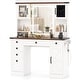 preview thumbnail 1 of 7, Gymax Farmhouse Vanity Desk w/ Lighted Mirror Makeup Vanity Table w/ 3 White - overstock.com/bedbathandbeyond.com - Modern & Contemporary - Glass Finish - 1-Piece - Assembly Required - Mirror Included - MDF