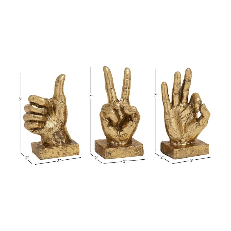 Polystone Hands Sculpture - Set of 3 - Gold or Silver