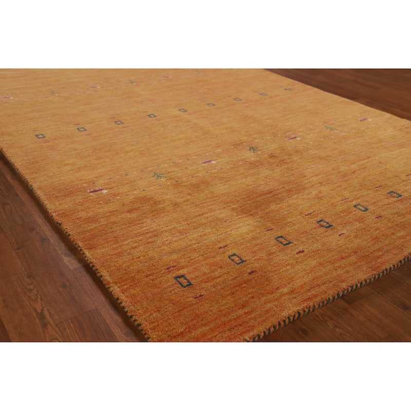 Hand Knotted Oriental 100% Wool Carpet Tribal Animal Pictorial Oranges & Rust Gabbeh Area Rug - 7' 8'' X 4' 10''