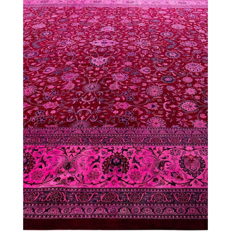 Overdyed, One-of-a-Kind Hand-Knotted Area Rug - Pink - 12' 0" x 16' 10"