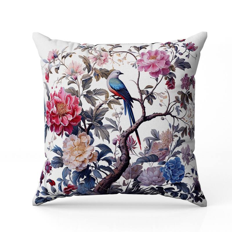 Bloom Bower Bliss Indoor/Outdoor Reversible Throw Pillow White and Pink