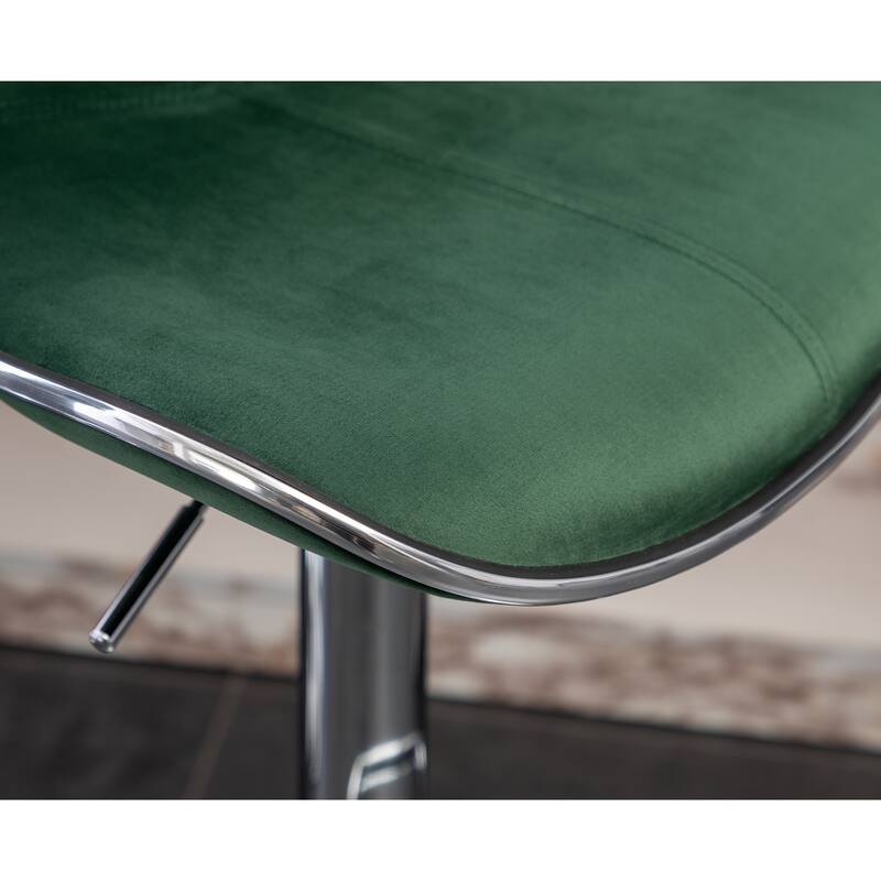 Roundhill Furniture Masaccio Velvet Upholstered Adjustable Swivel Barstool, Set of 2
