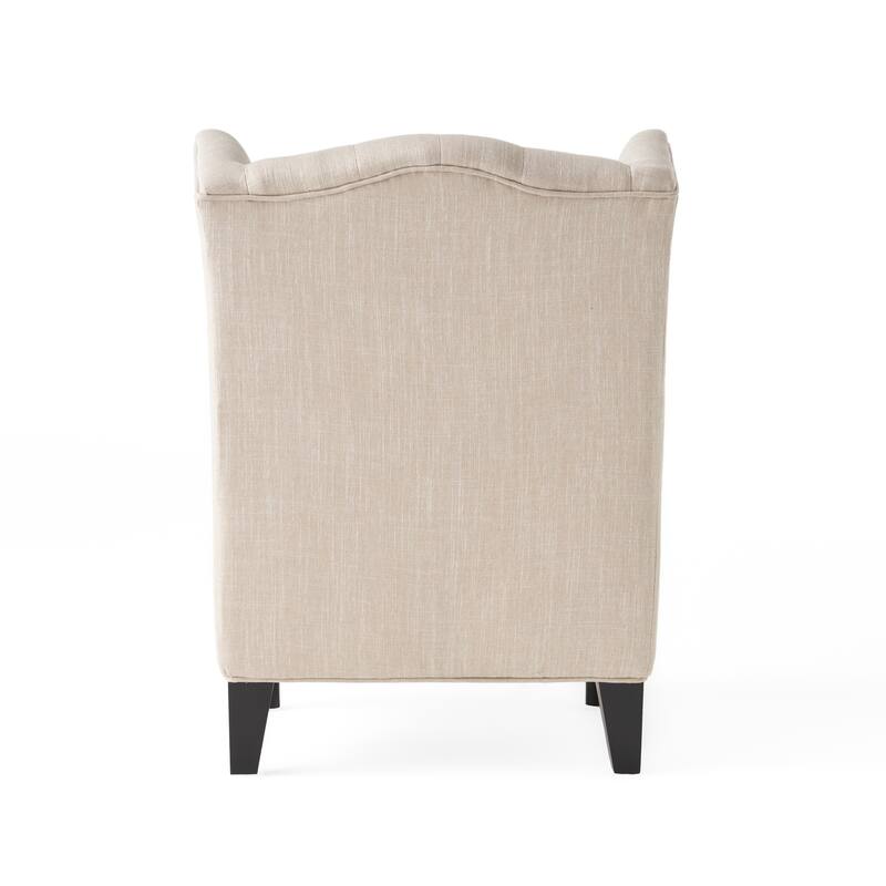 Modern 27.5" High Back Upholstered Button Tufted Club Chair with Birch Wood Legs