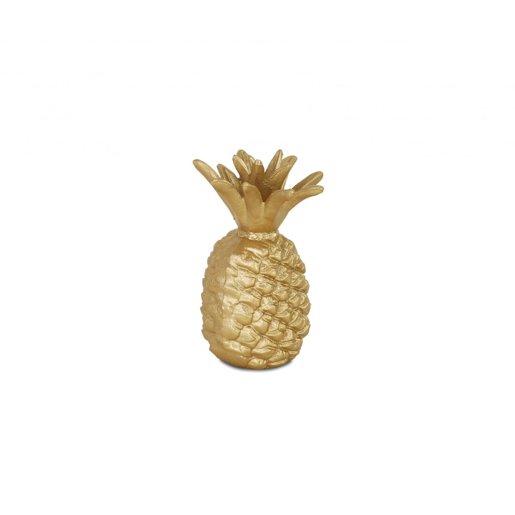 HomeRoots 8" Gold Cast Iron Pineapple Hand Painted Sculpture - 7.5" H x 5" W x 5" D