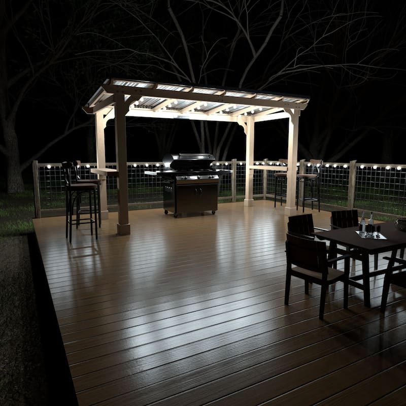 VEIKOUS Wood BBQ Grill Gazebo with Steel Roof for Patio Garden Backyard and Lawn