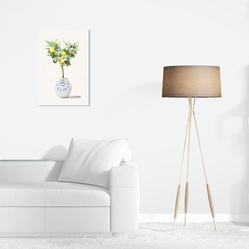 Wynwood Studio Canvas Floral and Botanical Lemon Plant Yellow and Modern & Contemporary Wall Art Canvas Print - Yellow, White - 24 x 16