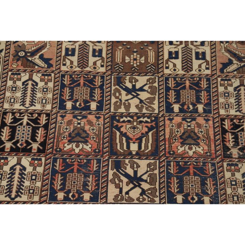 Garden Design Bakhtiari Vintage Persian Rug Handmade Wool Carpet - 6'8" x 10'2"