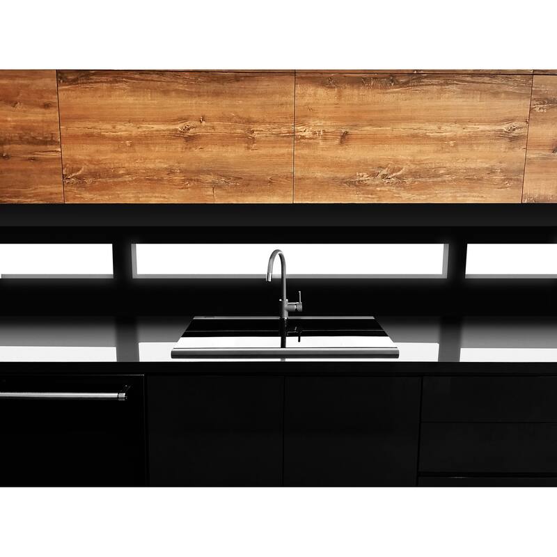 Ruvati 34 inch epiGranite Topmount Workstation Ledge Granite Composite Kitchen Sink - Midnight Black - RVG1350BK