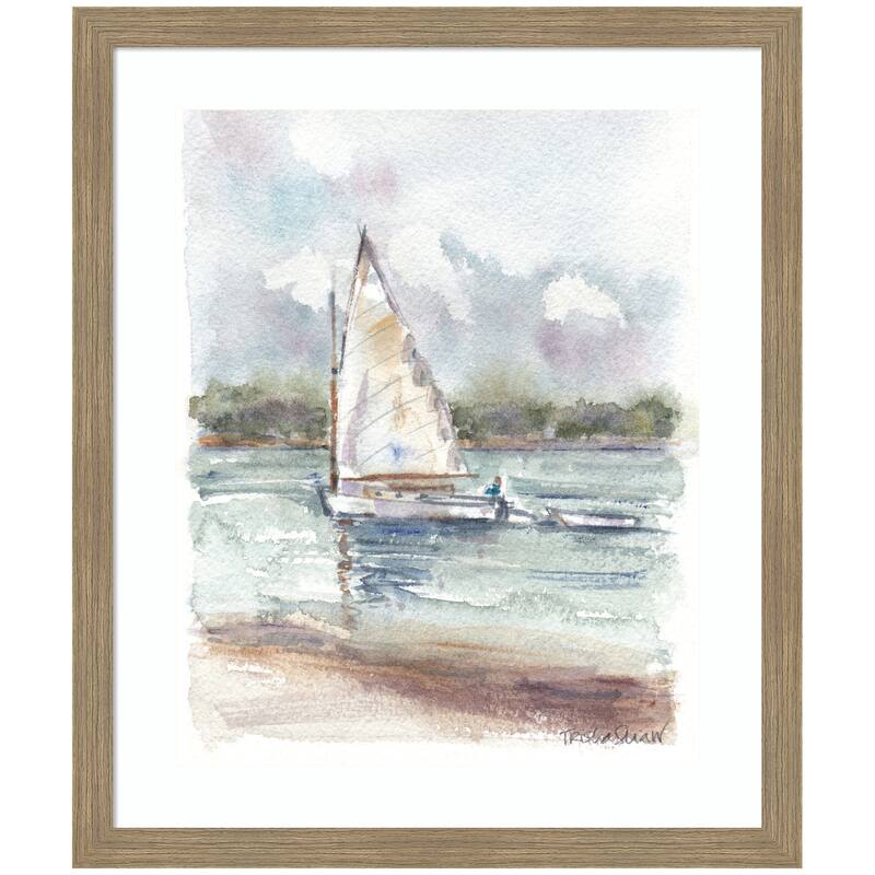 Kate and Laurel Framed Art 1 Maryanne Welch Chatham Fog Sailboat by Patricia Shaw - 22x26 - Brown