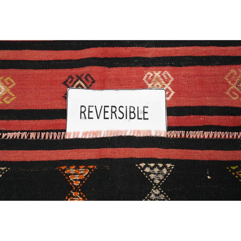 Hand Woven Oriental 100% Wool Carpet Southwestern Tribal Oranges & Rust Kilim Area Rug - 8' 9'' X 4' 8''