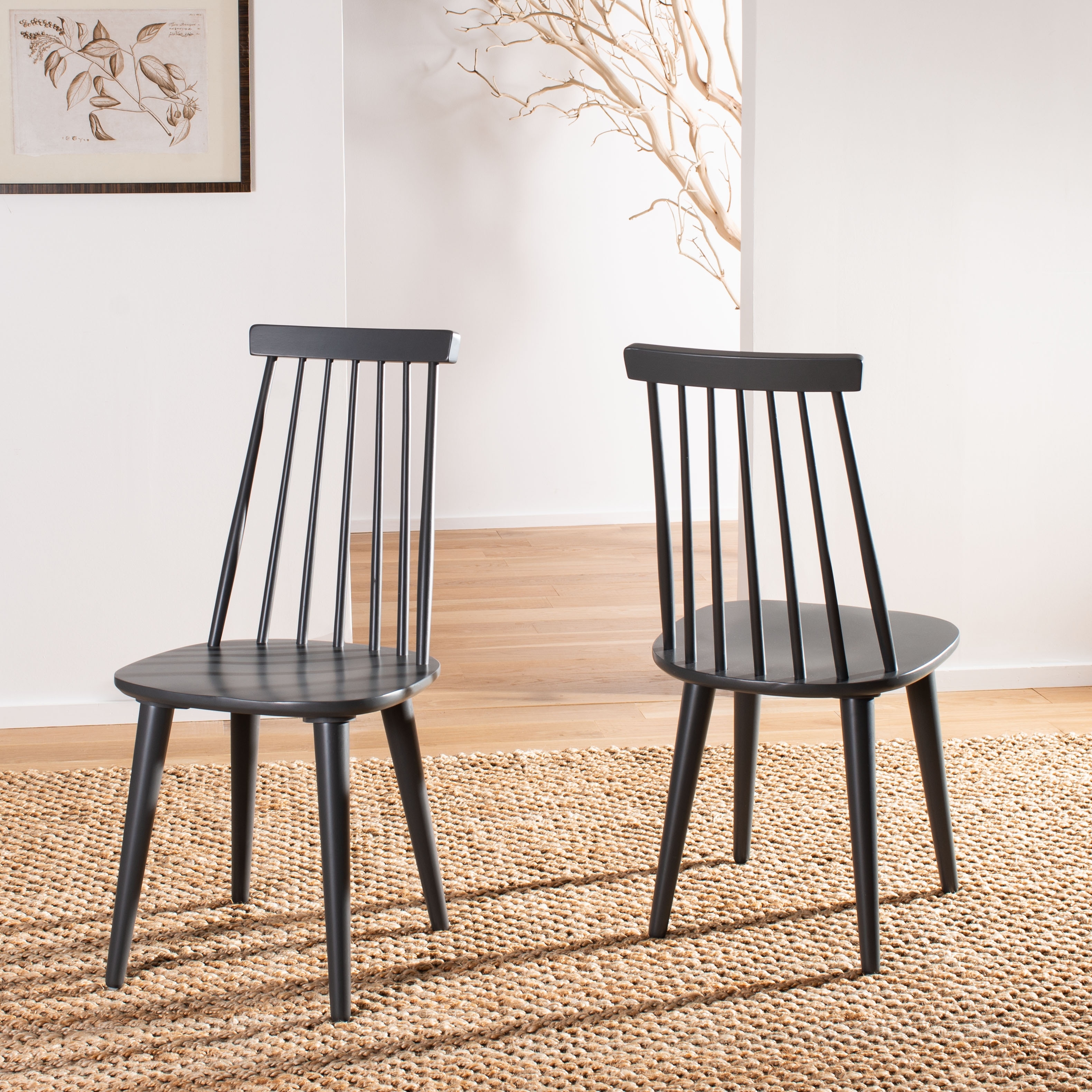 Burris Spindle Side Chair Set of 2 Grey Safavieh