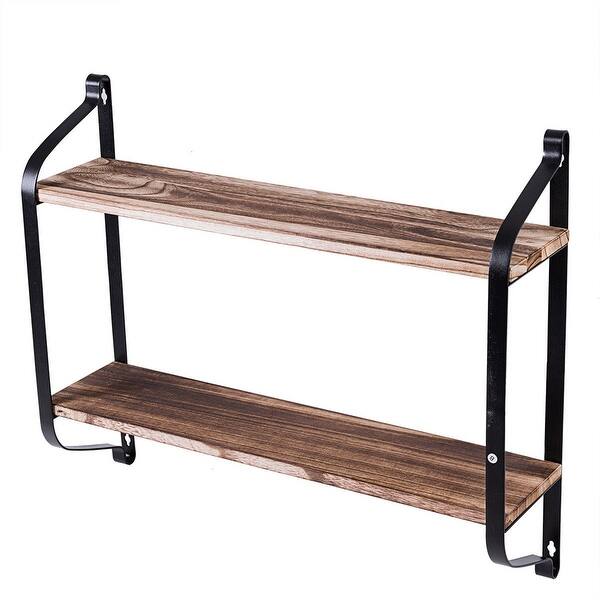 Shop Costway 2tier Rustic Wall Mounted Floating Shelves Industrial