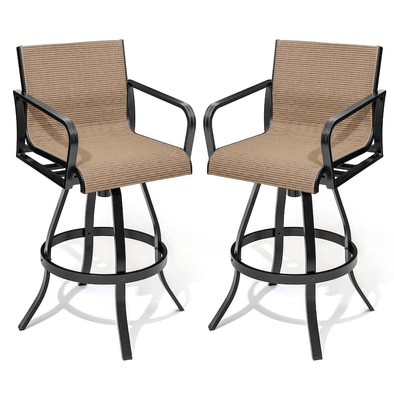 Outdoor Indoor All-weather Swivel Barstool Patio Bar Stools (Set of 2) - See Picture