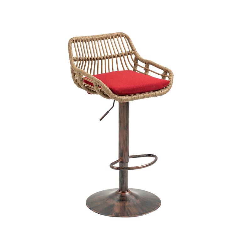 Set of 2 Swivel Bar Stools Adjustable Counter Height with Footrest