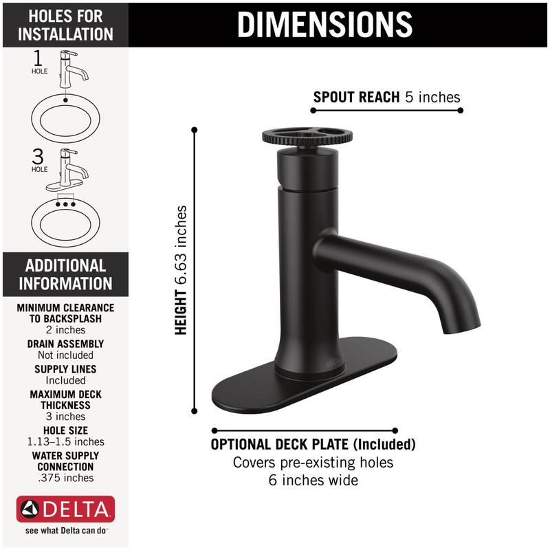 Delta 558-LPU-DST Trinsic 1.2 GPM Single Hole Bathroom Faucet Less