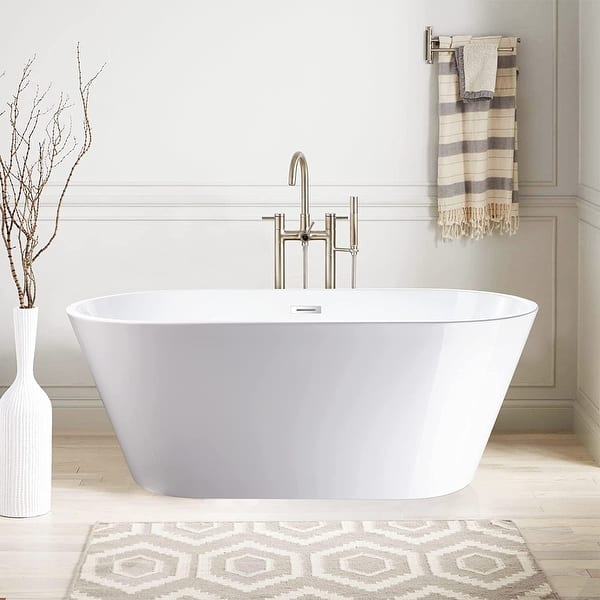 slide 1 of 11, Vanity Art 54" X 29" Non-Slip White Acrylic Freestanding Bathtub