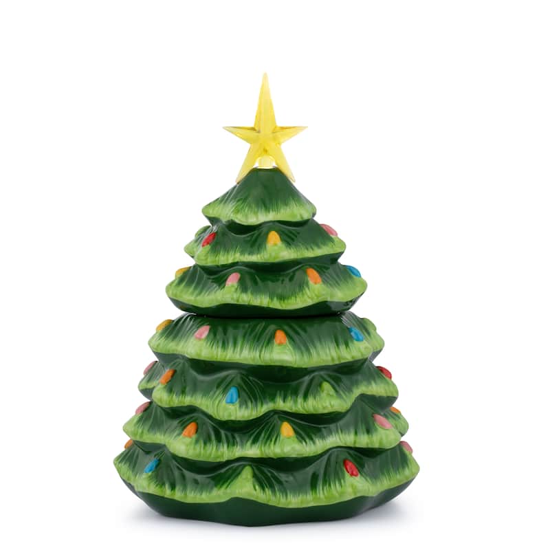 13" Nostalgic Ceramic Lit Tree Cookie Jar
