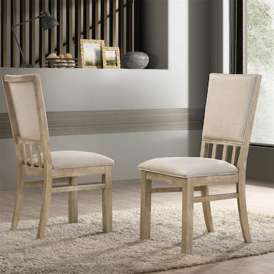 Modern Wood Dining Chair with Cushioned Seat（Set of 2） - N/A