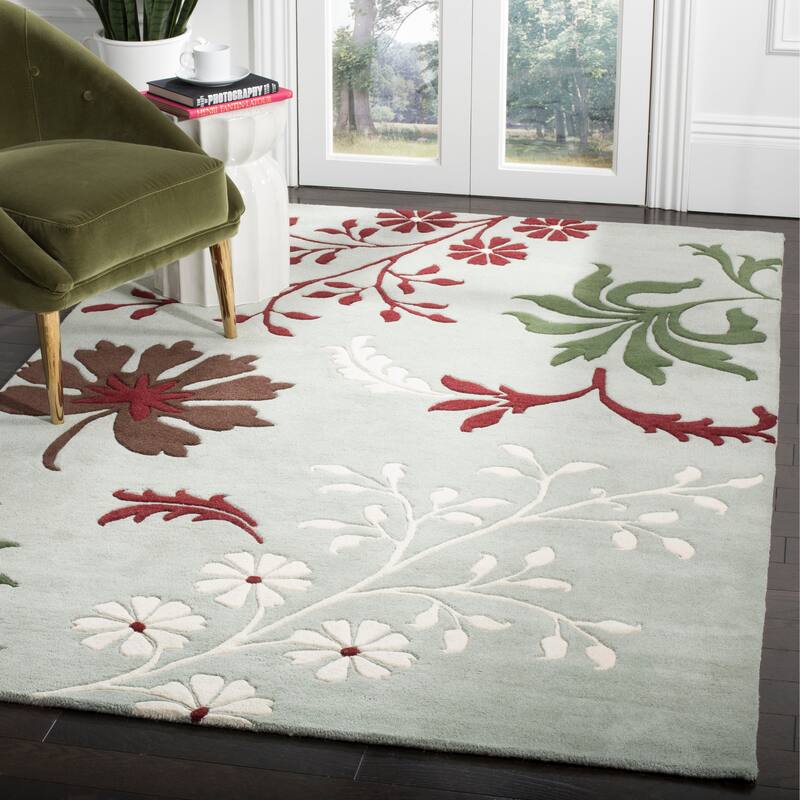 SAFAVIEH Handmade Soho Fallon Blue New Zealand Wool Rug - 6' Square - Blue/Multi