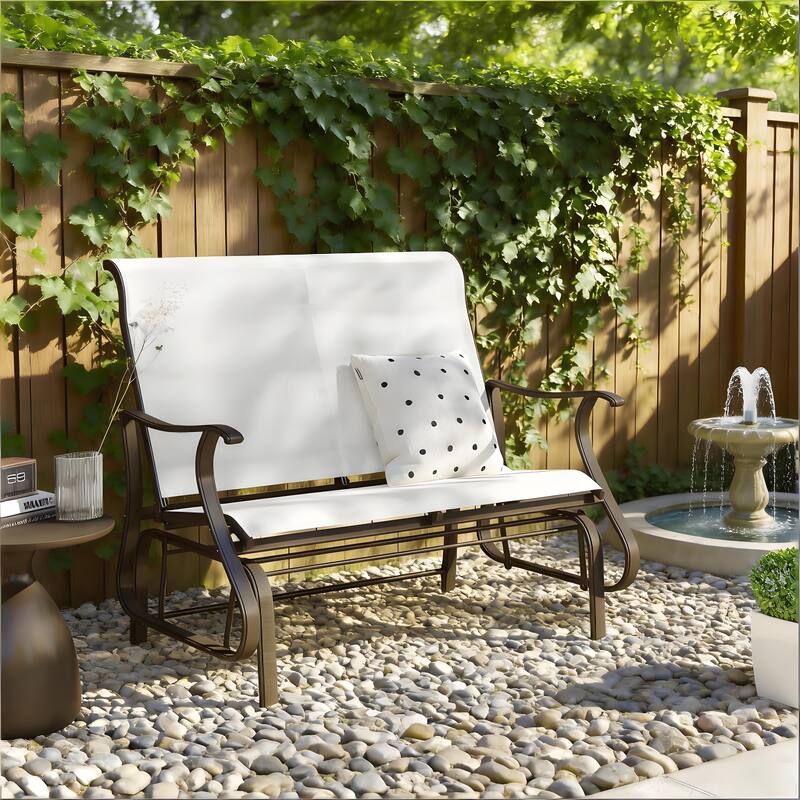 GDFStudio - Johansson Outdoor Glider Bench with Smooth Two-Person Relaxation Comfort - Glider Bench